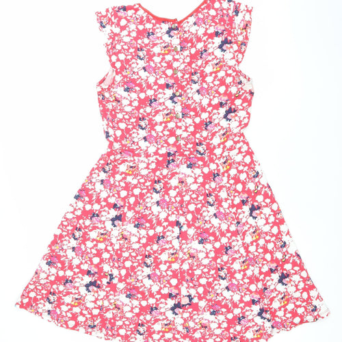 Warehouse Women’s Pink Floral Fit & Flare Dress Size 8 Sleeveless