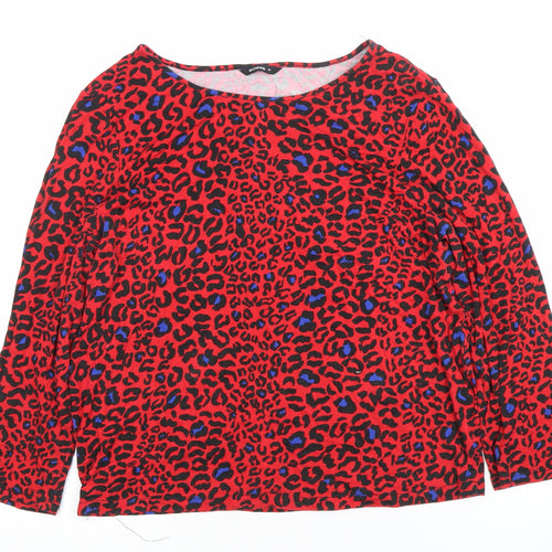 Roman Women’s Red Animal Print Tunic Top Size 14 Long Sleeve