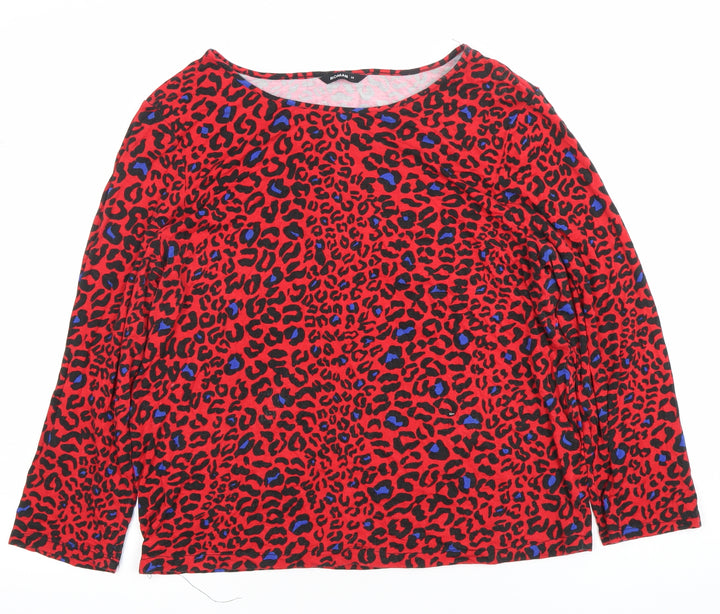 Roman Women’s Red Animal Print Tunic Top Size 14 Long Sleeve