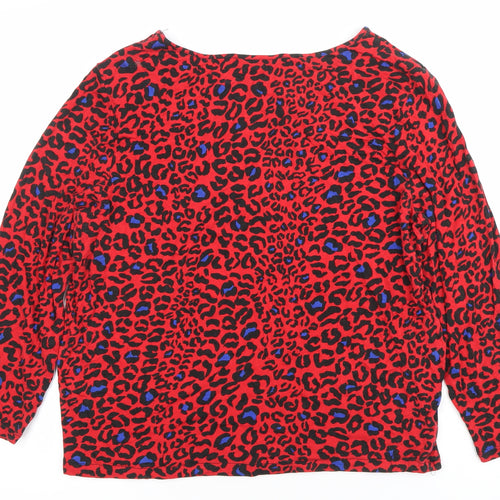 Roman Women’s Red Animal Print Tunic Top Size 14 Long Sleeve