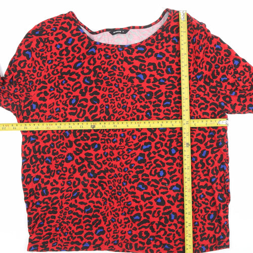 Roman Women’s Red Animal Print Tunic Top Size 14 Long Sleeve