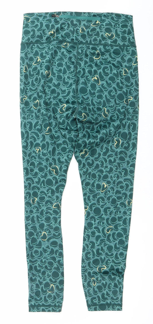 CiCi Womens Green Compression Activewear Leggings S Slim Fit Stretch