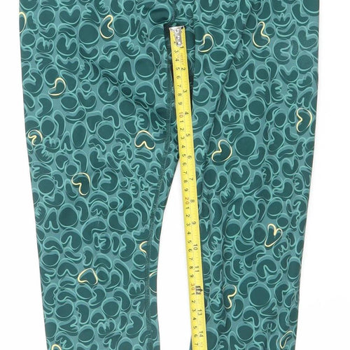 CiCi Womens Green Compression Activewear Leggings S Slim Fit Stretch