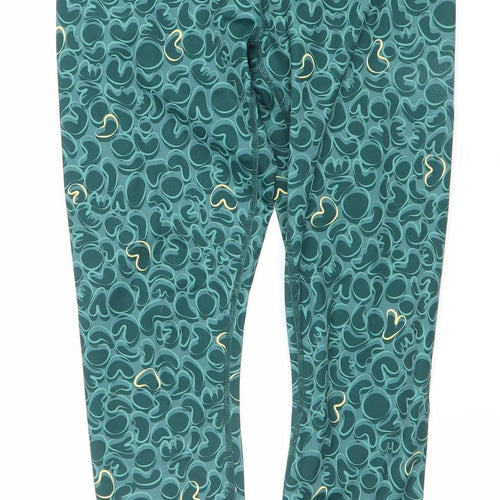 CiCi Womens Green Compression Activewear Leggings S Slim Fit Stretch