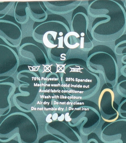 CiCi Womens Green Compression Activewear Leggings S Slim Fit Stretch