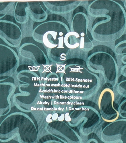CiCi Womens Green Compression Activewear Leggings S Slim Fit Stretch
