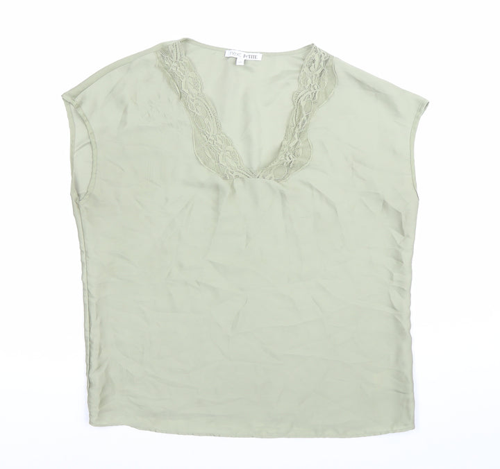 Next Women’s Petite Green Lace V-Neck Sleeveless Blouse Size 8