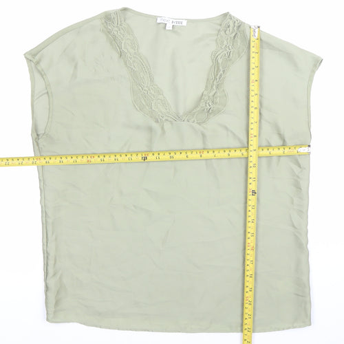 Next Women’s Petite Green Lace V-Neck Sleeveless Blouse Size 8