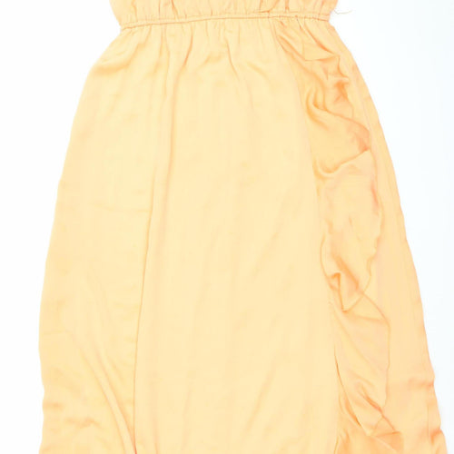 Jarlo Women’s Orange Maxi Dress Size 12 One Shoulder Ruffle