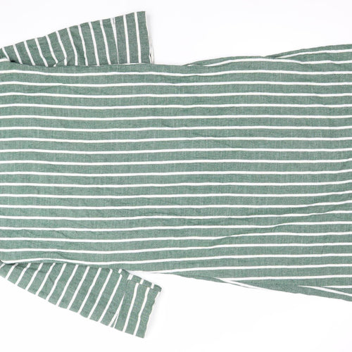 Reekx Women’s Green Striped Midi Shift Dress Size 12 V-Neck