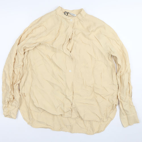 Zara Women’s Beige Long Sleeve Viscose Button-Up Shirt M