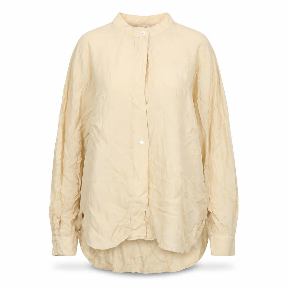 Zara Women’s Beige Long Sleeve Viscose Button-Up Shirt M