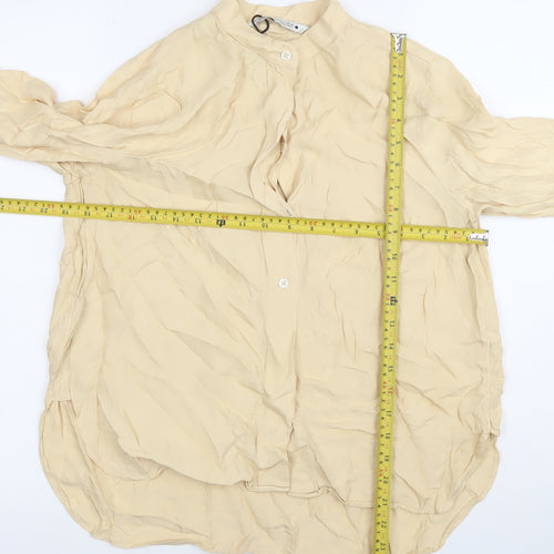 Zara Women’s Beige Long Sleeve Viscose Button-Up Shirt M