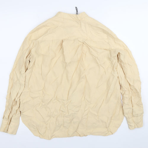 Zara Women’s Beige Long Sleeve Viscose Button-Up Shirt M