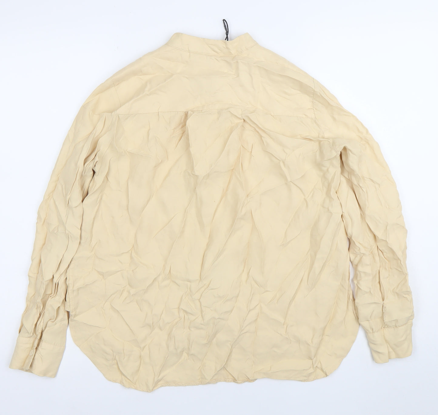 Zara Women’s Beige Long Sleeve Viscose Button-Up Shirt M