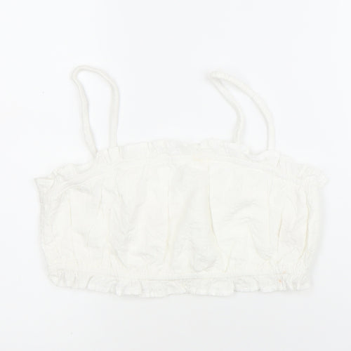 Dizzy Lizzy Women’s White Ruffle Camisole Tank Top Size M