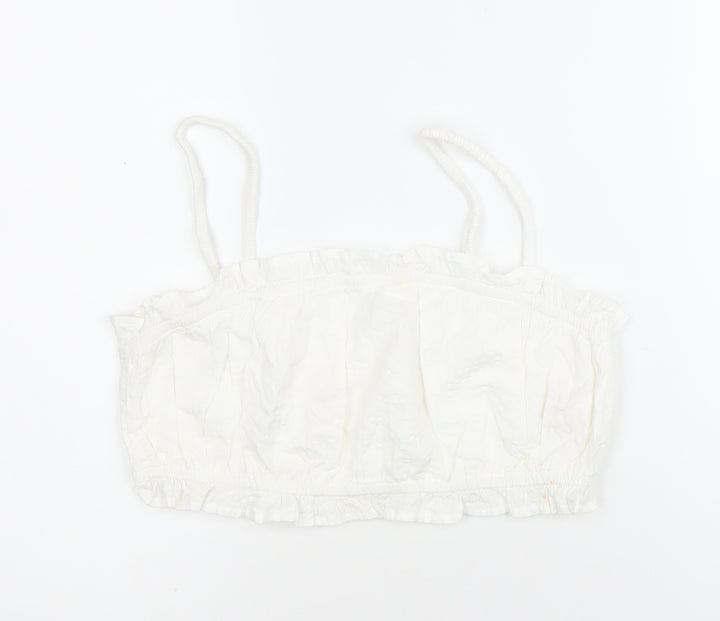 Dizzy Lizzy Women’s White Ruffle Camisole Tank Top Size M