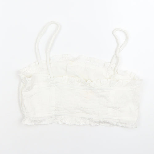 Dizzy Lizzy Women’s White Ruffle Camisole Tank Top Size M
