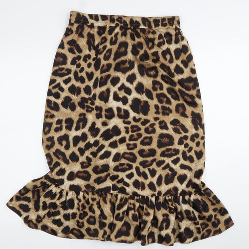 Pieces Women’s Brown Leopard Print Midi Tulip Skirt Size M