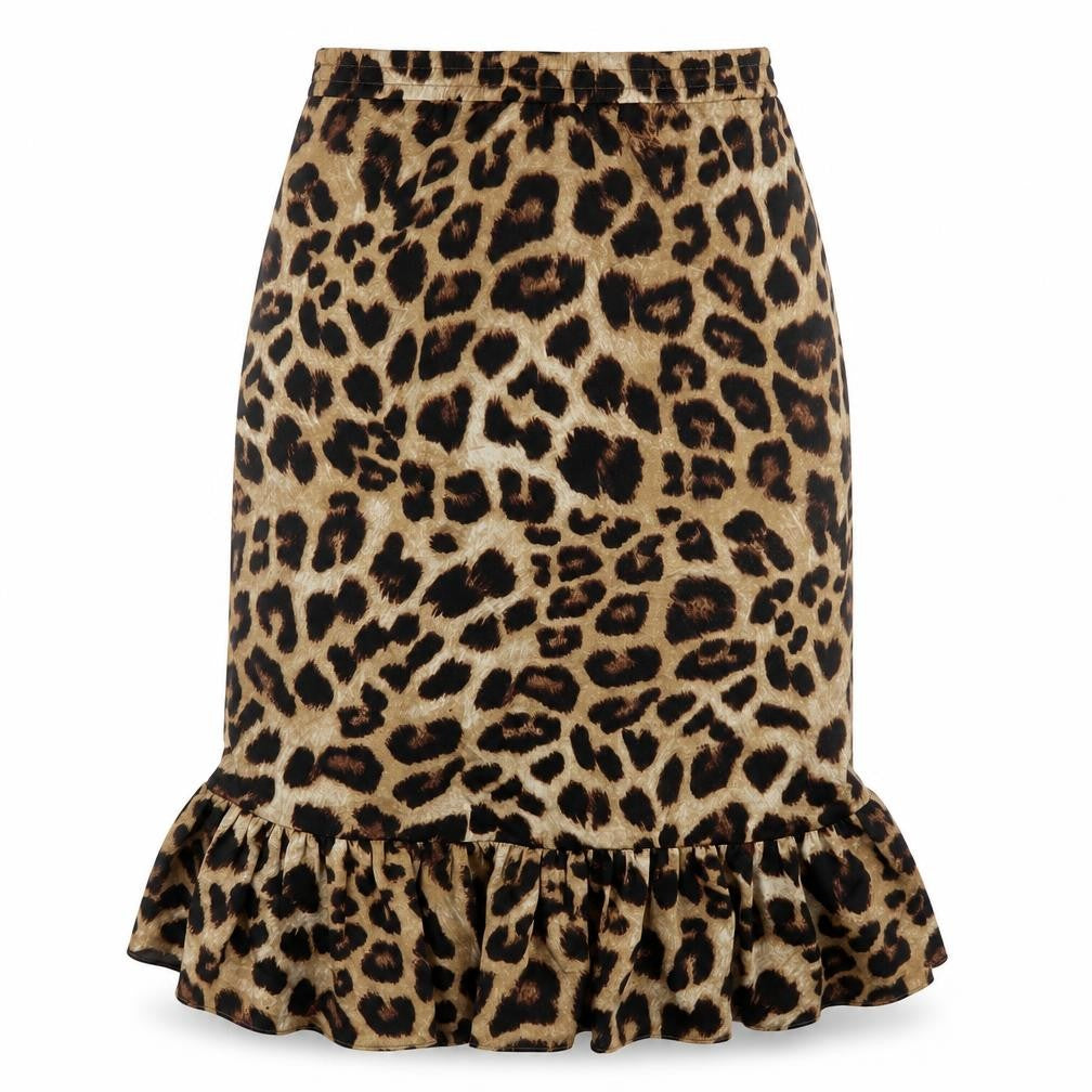 Pieces Women’s Brown Leopard Print Midi Tulip Skirt Size M