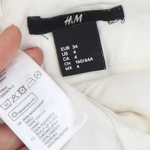 H&M Women Ivory Viscose Sleeveless Wide-Leg Jumpsuit Size 6