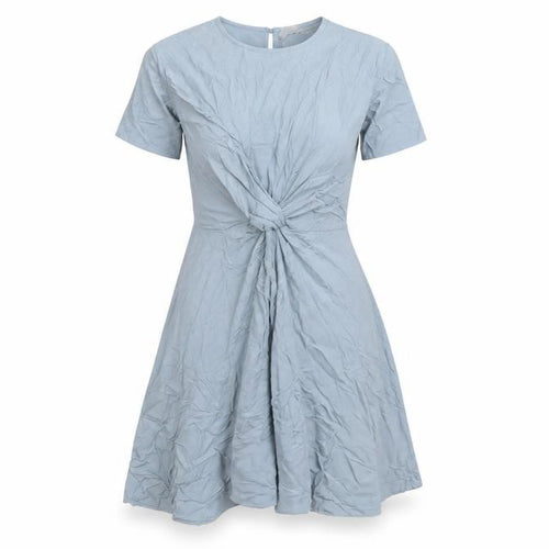 H&M Women’s Blue Midi Fit & Flare Dress Size 8 Short Sleeve V-Neck