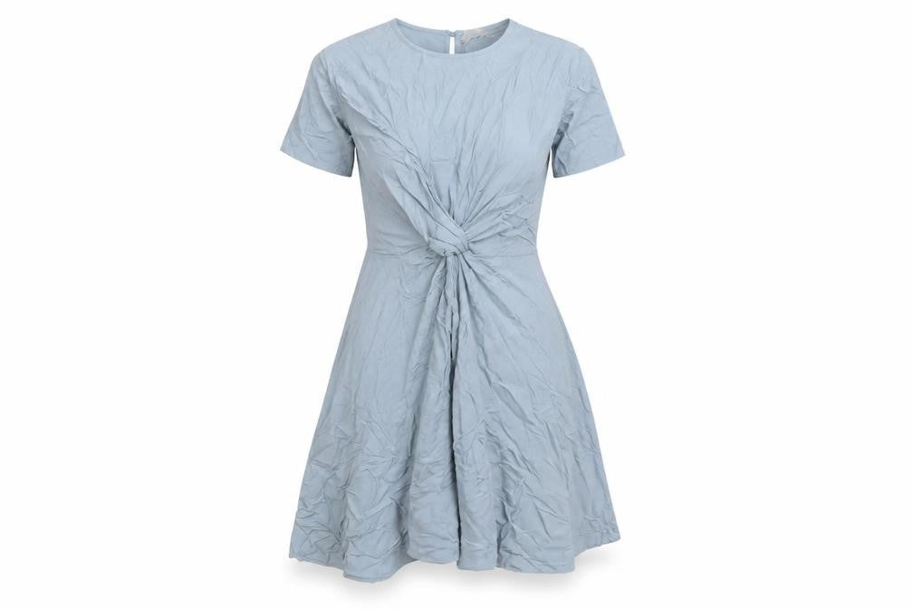 H&M Women’s Blue Midi Fit & Flare Dress Size 8 Short Sleeve V-Neck