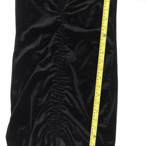 PrettyLittleThing Women’s Black Velvet Off Shoulder Bodycon Dress Size 10