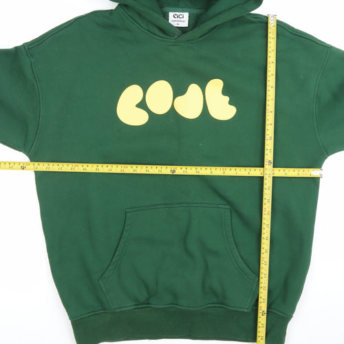 CiCi Loud & Proud Green Cotton Pullover Hoodie Women M