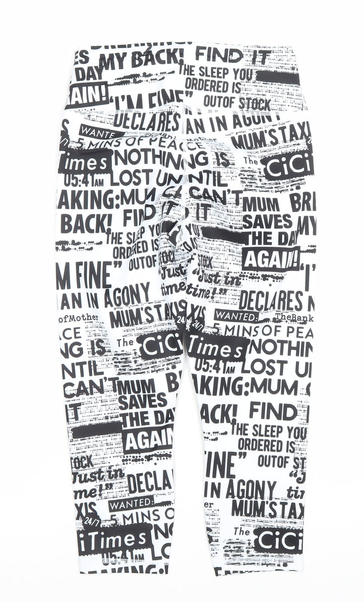 CiCi Womens Multicoloured S Slim Fit Word Print Activewear Leggings