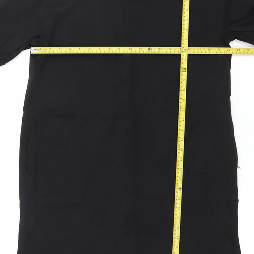 Women's Black Shift Knee Length Dress Size 16 High Neck Half Sleeve