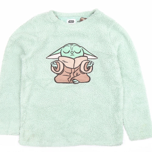Star Wars Women Green Fleece Baby Yoda Pyjama Top Size S