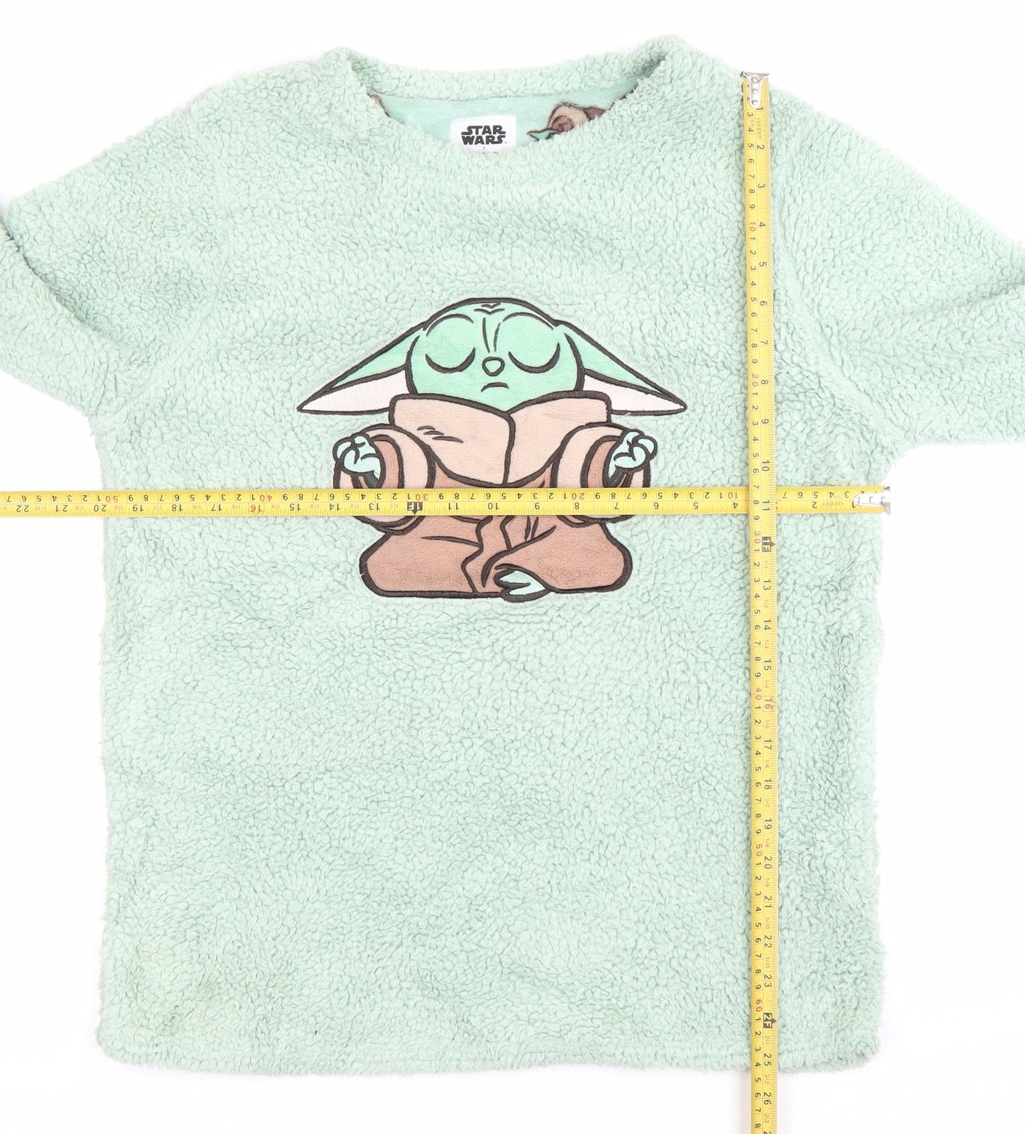 Star Wars Women Green Fleece Baby Yoda Pyjama Top Size S