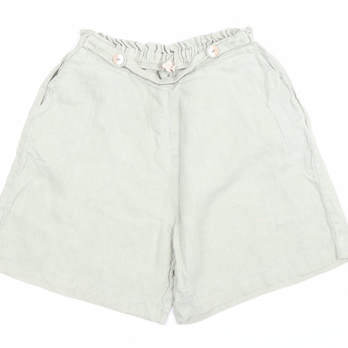 Mus & Bombon Women’s Grey Linen Paperbag Shorts S Relaxed Fit