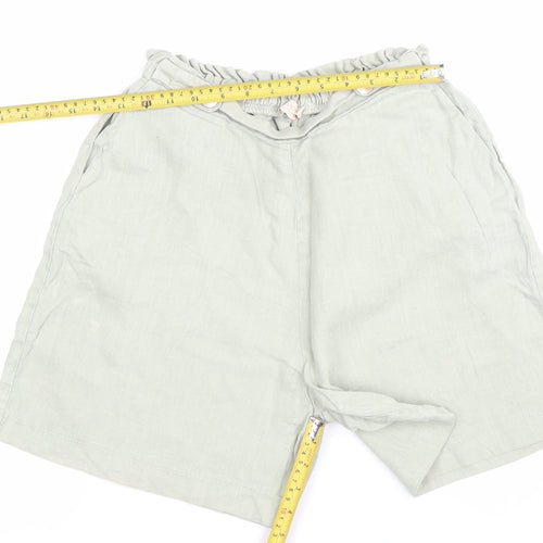Mus & Bombon Women’s Grey Linen Paperbag Shorts S Relaxed Fit