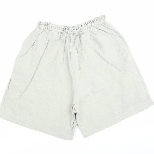 Mus & Bombon Women’s Grey Linen Paperbag Shorts S Relaxed Fit