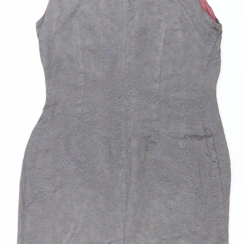 Debenhams Women’s Grey Floral Sheath Dress Size 14 Sleeveless