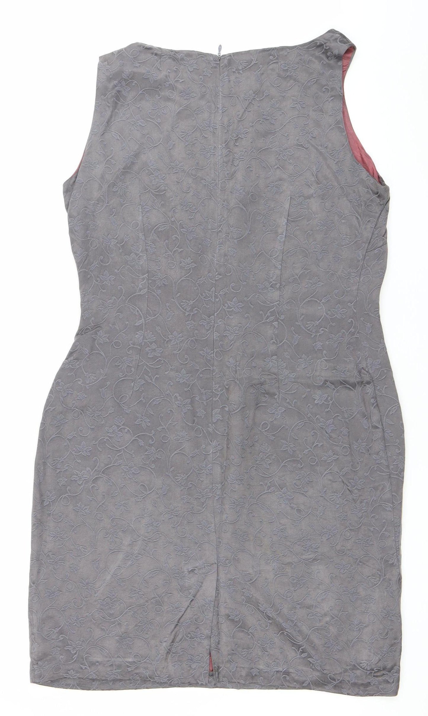 Debenhams Women’s Grey Floral Sheath Dress Size 14 Sleeveless