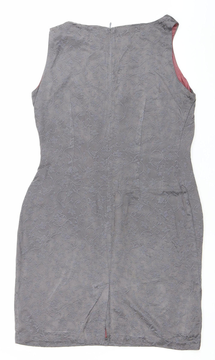 Debenhams Women’s Grey Floral Sheath Dress Size 14 Sleeveless