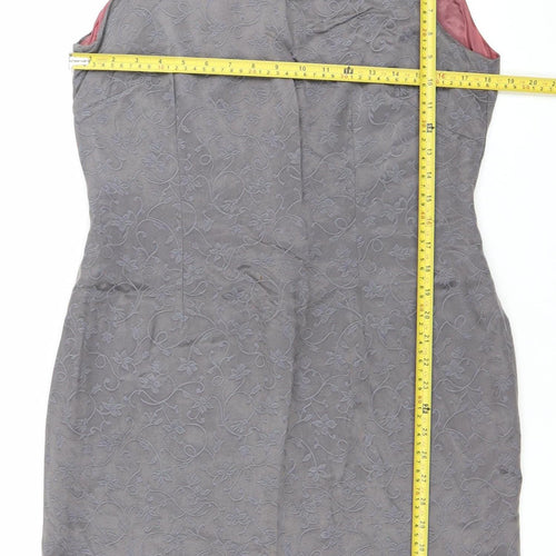 Debenhams Women’s Grey Floral Sheath Dress Size 14 Sleeveless