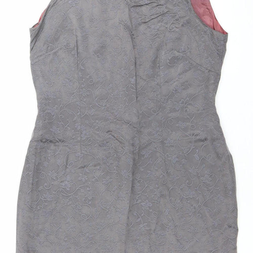 Debenhams Women’s Grey Floral Sheath Dress Size 14 Sleeveless