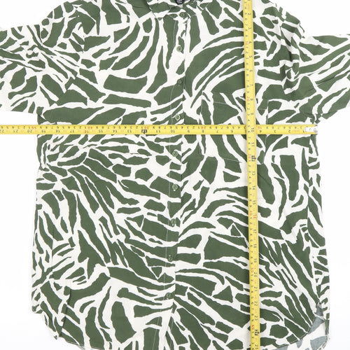 New Look Womens Green Animal Print Button-Up Shirt UK 10