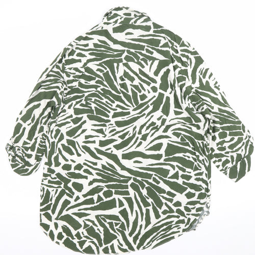 New Look Womens Green Animal Print Button-Up Shirt UK 10