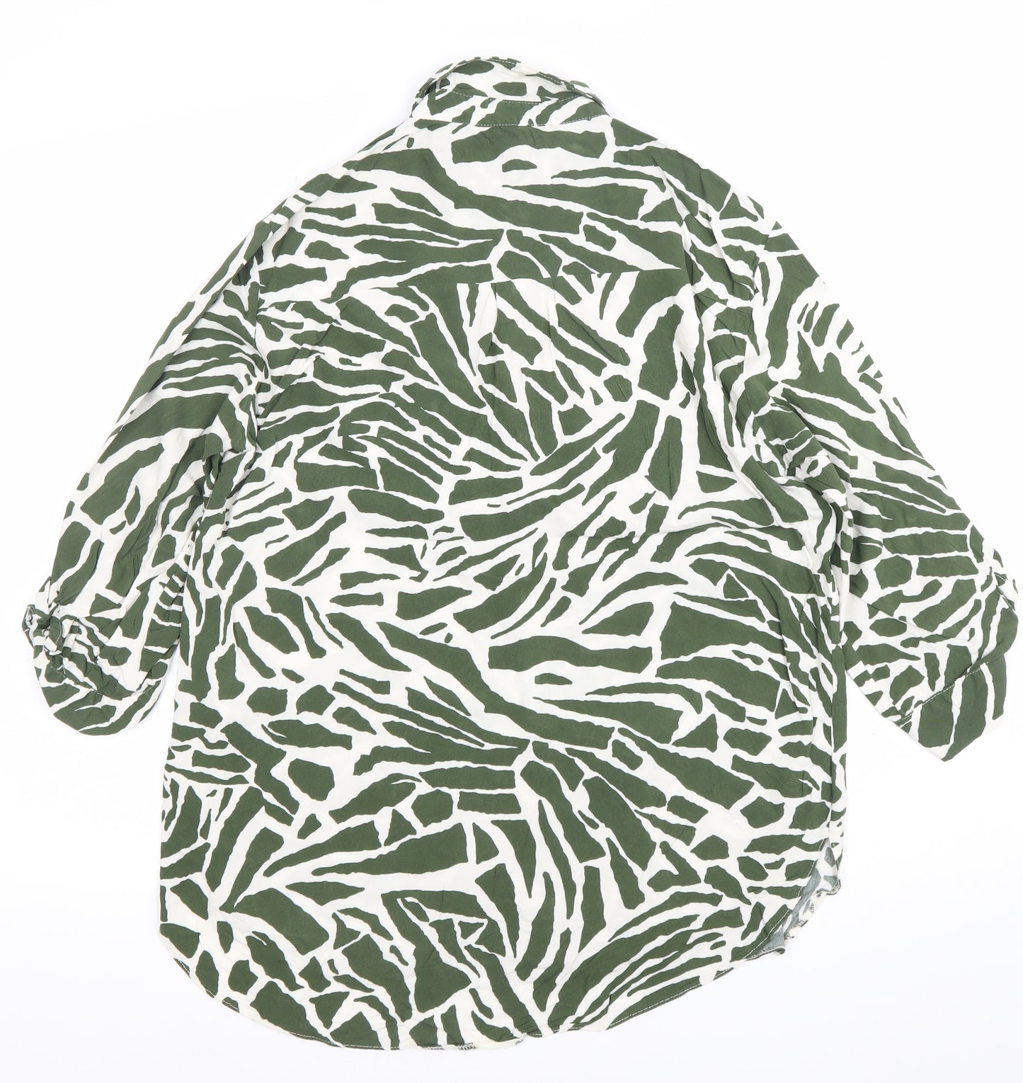 New Look Womens Green Animal Print Button-Up Shirt UK 10