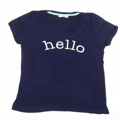 Oasis Womens Blue Hello Goodbye T-Shirt Size S Regular Fit Casual