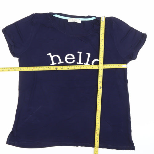 Oasis Womens Blue Hello Goodbye T-Shirt Size S Regular Fit Casual