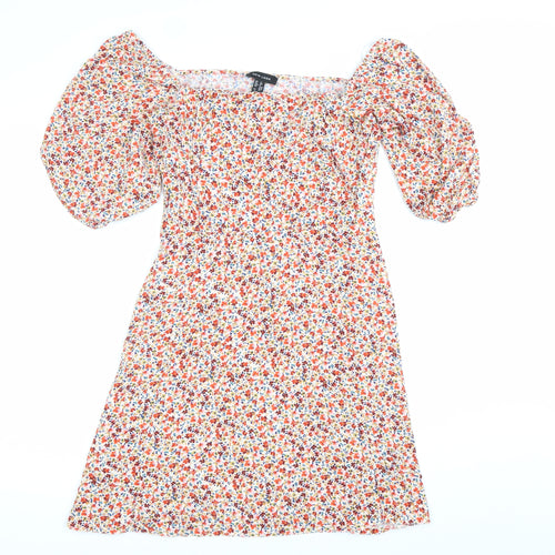 New Look Women’s Multicoloured Floral A-Line Puff Sleeve Dress Size 12