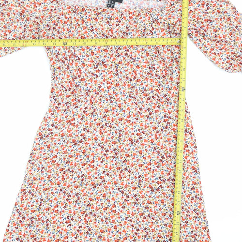 New Look Women’s Multicoloured Floral A-Line Puff Sleeve Dress Size 12