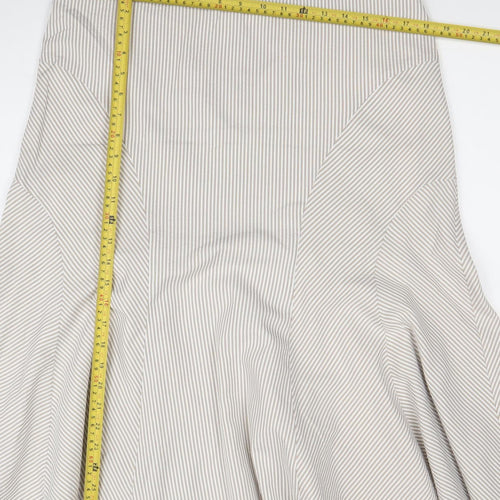 Kaliko Women’s Beige Striped Midi Flare Skirt Size 14 Cotton