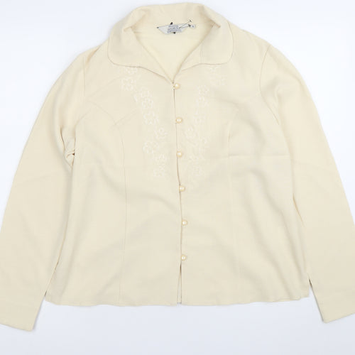 Honor Millburn Women’s Ivory Floral Embroidered Long Sleeve Blouse Size 14